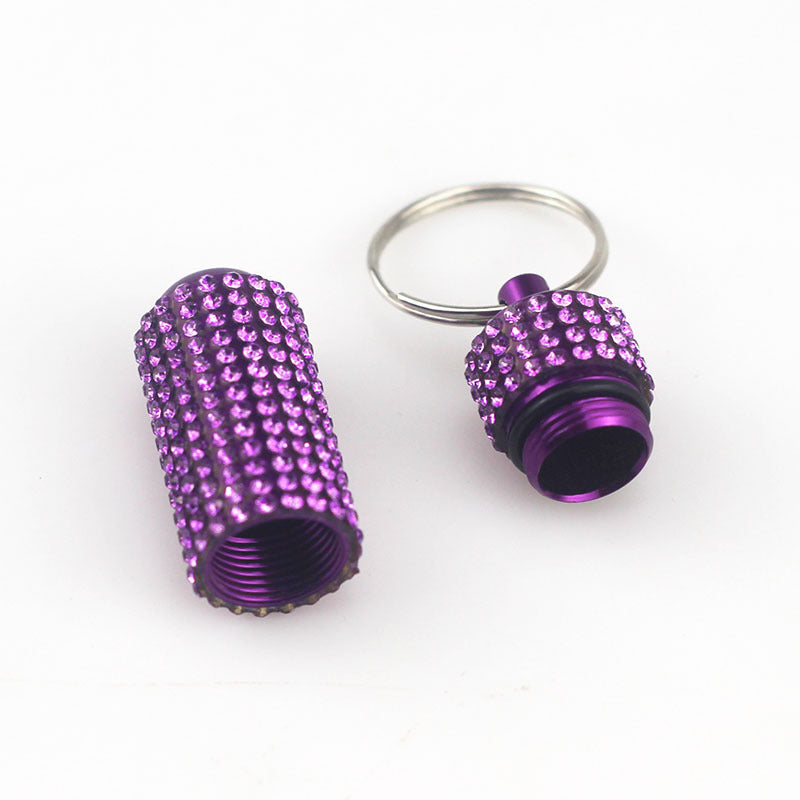 Wholesale 100PCS Aluminum Alloy Diamond Inlaid Portable Medicine Bottle Keychain